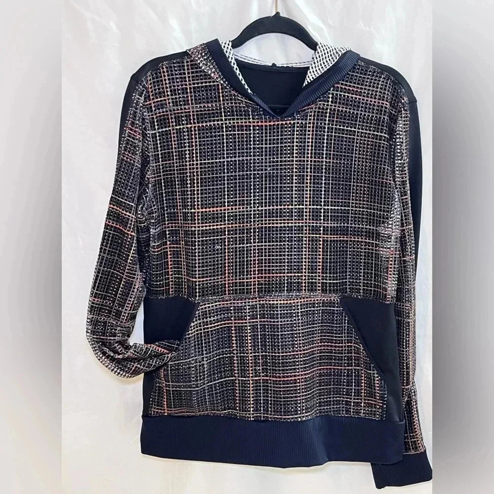 Track and field women’s size large  mesh long sleeve hoodie sweater